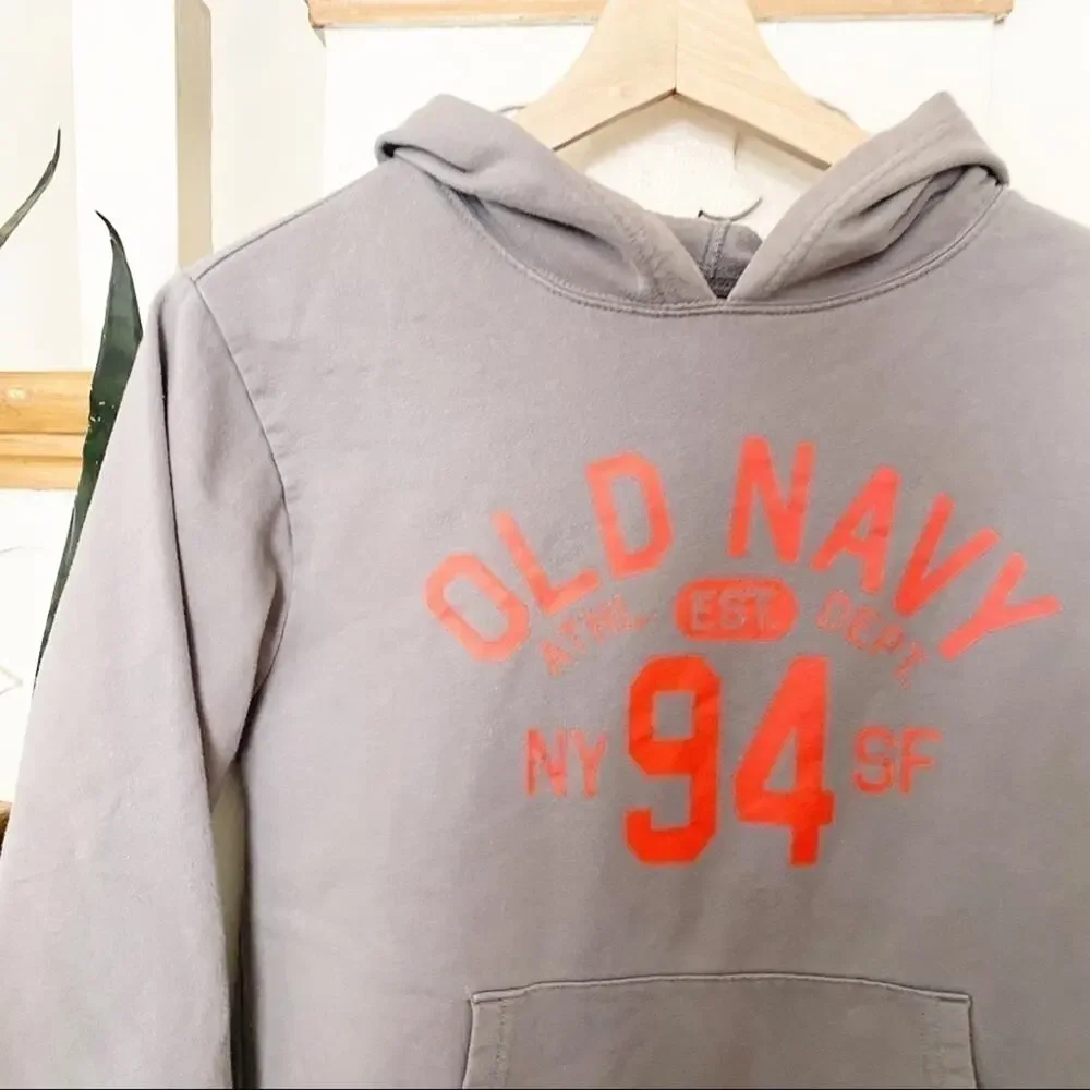 Old navy gray orange hoddie sweatshirt L (10-12)